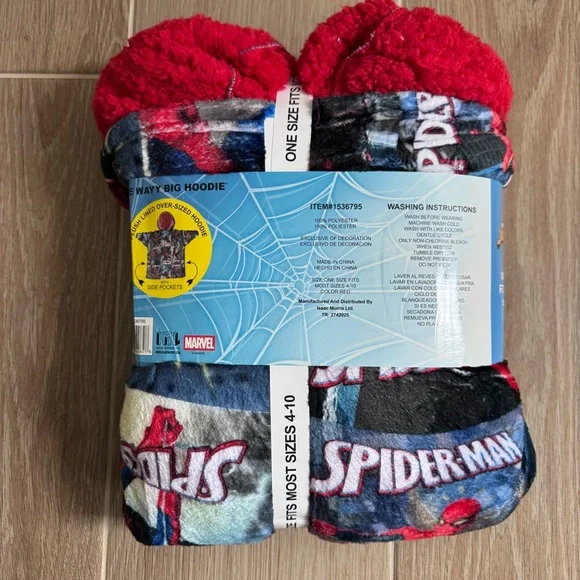 Marvel Spider-Man Red and Blue Plush Hoodie - Picture 2 of 3